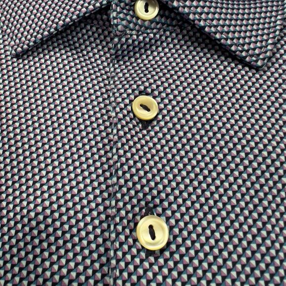 Peter Millar Summer Comfort Polo Shirt Mens XL All Over Geo Print Golf Stretch - Picture 10 of 10